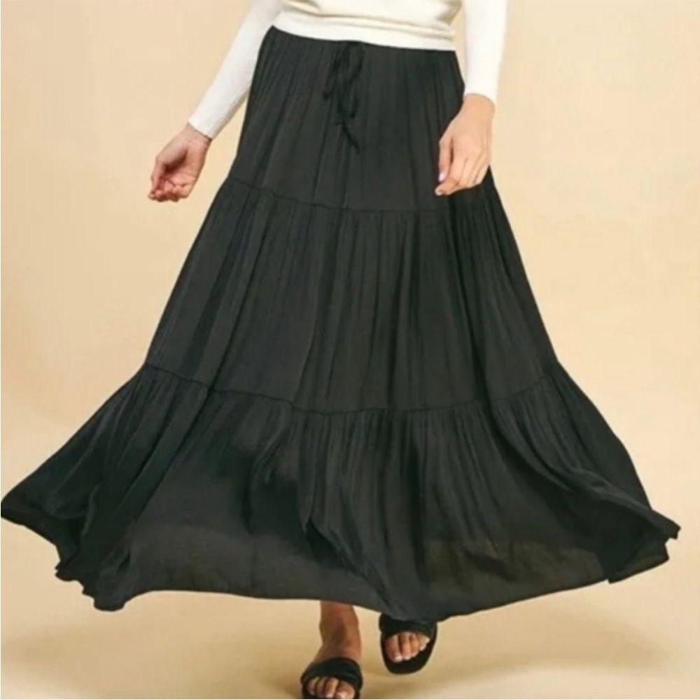 Joie Black Tiered Maxi Skirt